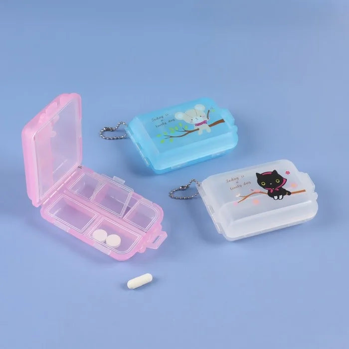 10 Cell Transparent Pill Box – Compact Plastic Medicine Organizer with Random Print for Daily Use