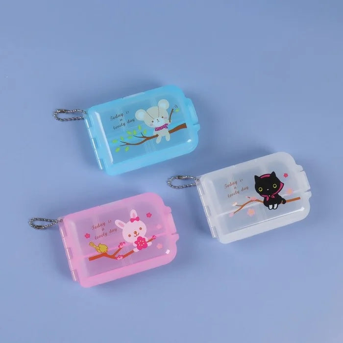 10 Cell Transparent Pill Box – Compact Plastic Medicine Organizer with Random Print for Daily Use