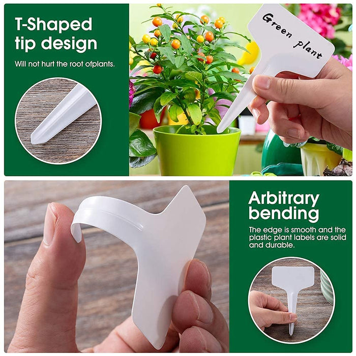 10 Pcs T-Shape Tree & Plant Tags – Durable Garden Markers with Broad Writing Area for Plants, Saplings & Pots