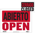 12" X 16" Abierto Sign w/ Cerrado Sign on Back Sold in 24 Units
