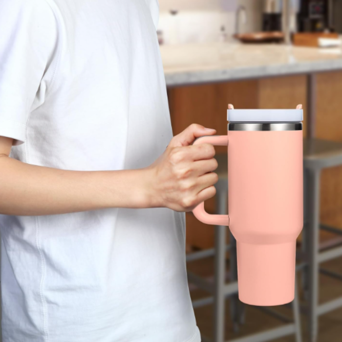 1200ml Stainless Steel Vacuum Insulated Tumbler with Lid & Straw – Large Travel Mug for Water, Coffee, Iced Tea & Smoothies