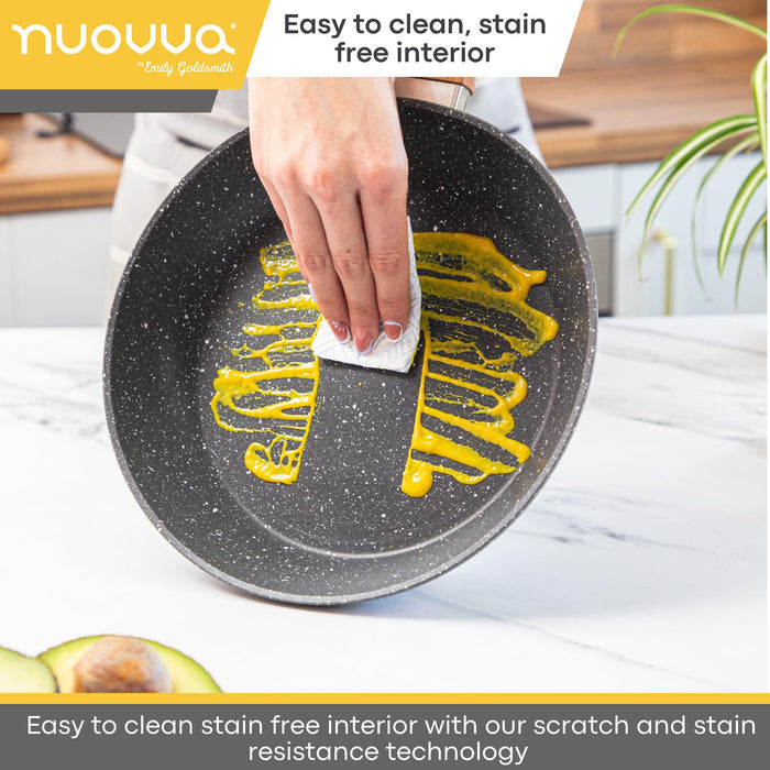 Nuovva grey granite easy to clean, stain free cookware for chefs.