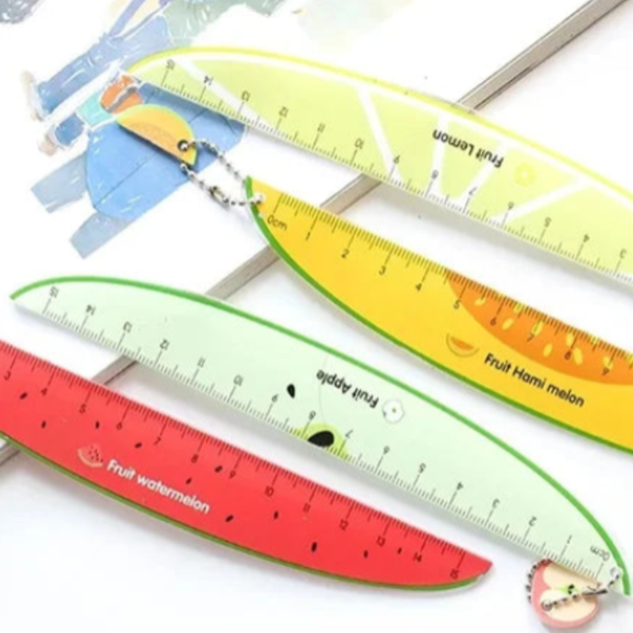 15cm Fruit Design Plastic Ruler | Cute Printed Measuring Scale for School, Office & Kids Stationery(Random fruit Scale)