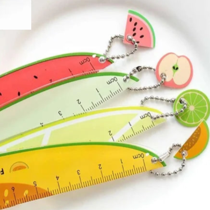 15cm Fruit Design Plastic Ruler | Cute Printed Measuring Scale for School, Office & Kids Stationery(Random fruit Scale)