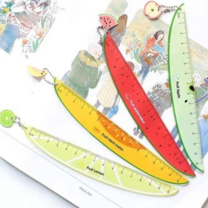 15cm Fruit Design Plastic Ruler | Cute Printed Measuring Scale for School, Office & Kids Stationery(Random fruit Scale)