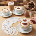 16 Pcs Coffee Stencil Set – Reusable Plastic Cappuccino & Latte Art Stencils for Coffee Decoration