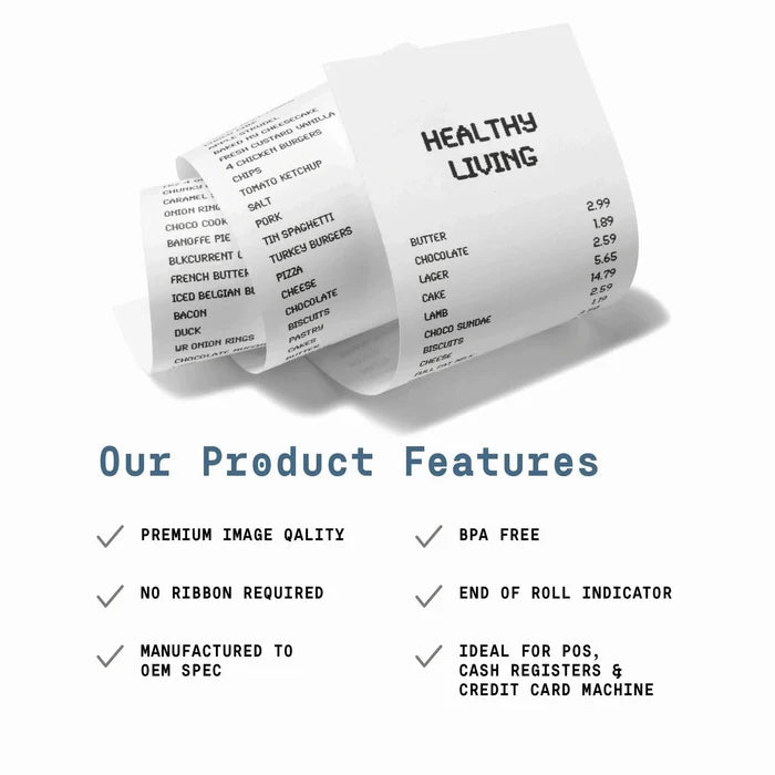 2 1/4" x 85' (50 Rolls) Thermal Paper Roll