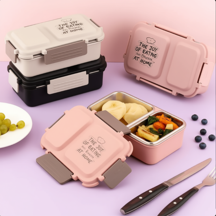 2-Compartment Snack & Lunch Box – Portable Food Storage Container for Meals, Snacks & School Lunches (Pack of 1)
