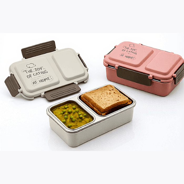2-Compartment Snack & Lunch Box – Portable Food Storage Container for Meals, Snacks & School Lunches (Pack of 1)