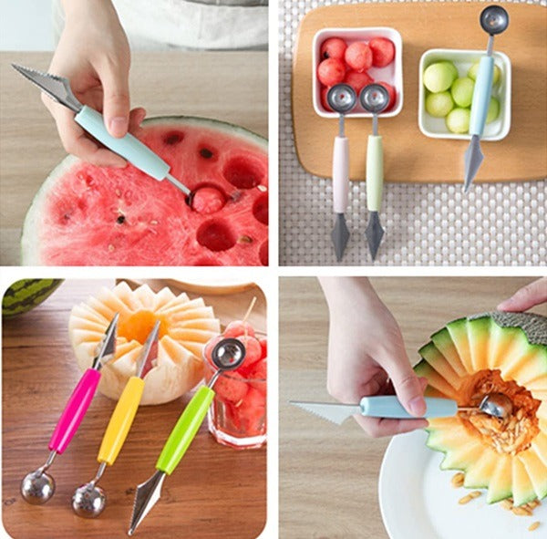 2 in 1 Melon Baller Scoop – Stainless Steel Fruit Carving & Ice Cream Scoop Tool