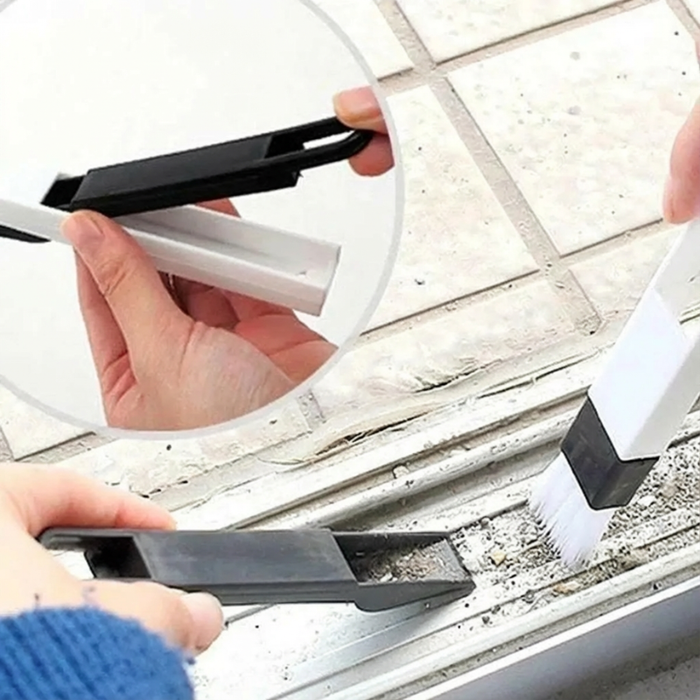 2-in-1 Multipurpose Mini Window Cleaning Brush with Dustpan – Compact Gap Cleaning Tool for Window Tracks, Keyboard & Corners (Pack of 3)
