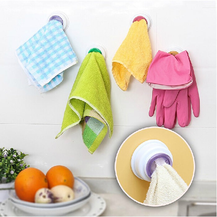 2 Pcs Napkin Holder – Self Adhesive Silicone Towel Hook | Innovative Kitchen & Bathroom Towel Clip Holder (Random color-Pack of 2)