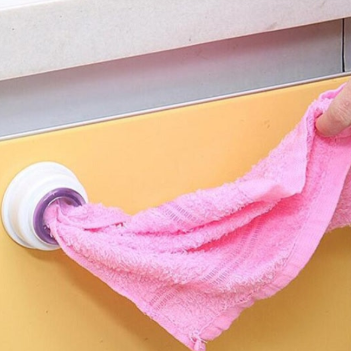 2 Pcs Napkin Holder – Self Adhesive Silicone Towel Hook | Innovative Kitchen & Bathroom Towel Clip Holder (Random color-Pack of 2)
