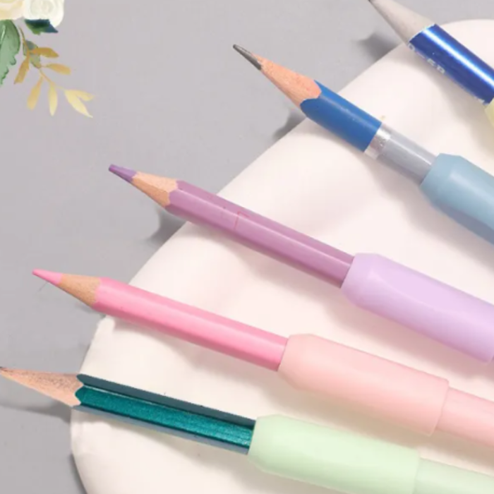 2 Pcs Pencil Extender Holder – Writing Length Extender for Short Pencils (Random Color)