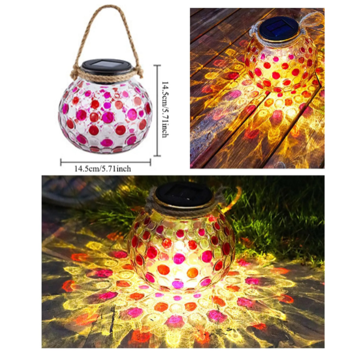 2 Pcs Set Color Changing Solar Hanging Lamps – Crystal Glass Ball Lights