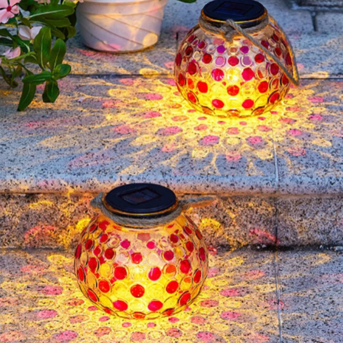 2 Pcs Set Color Changing Solar Hanging Lamps – Crystal Glass Ball Lights
