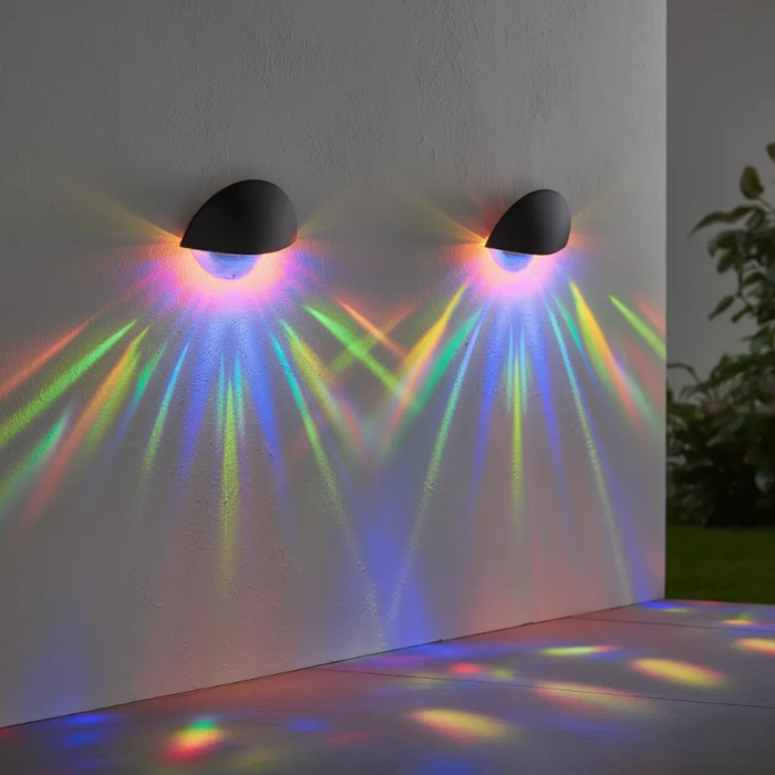 2 Pcs Solar Multicolor RGB Fence Lights – Waterproof Outdoor Decorative LED Lights