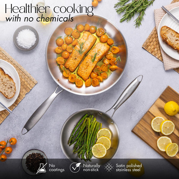 Cook healthy with stainless steel - no coating, no chemical and naturally non-stick