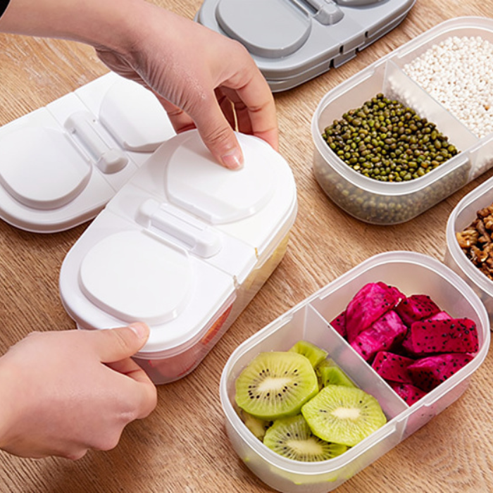 2 Way Tiffin & Storage Box – Multipurpose Lunch Box with Dual Compartments, Airtight & Leakproof Food Container (Random color Lid-Pack of 1)