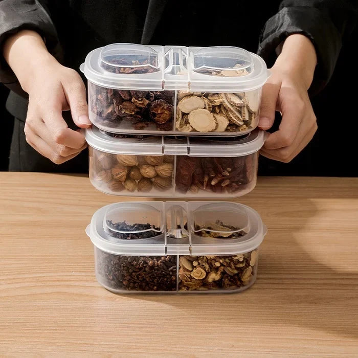 2-Way Transparent Food Storage Container Box – Airtight Fridge Organizer for Snacks, Dry Fruits, and Outdoor Food Storage (Pack of 1)