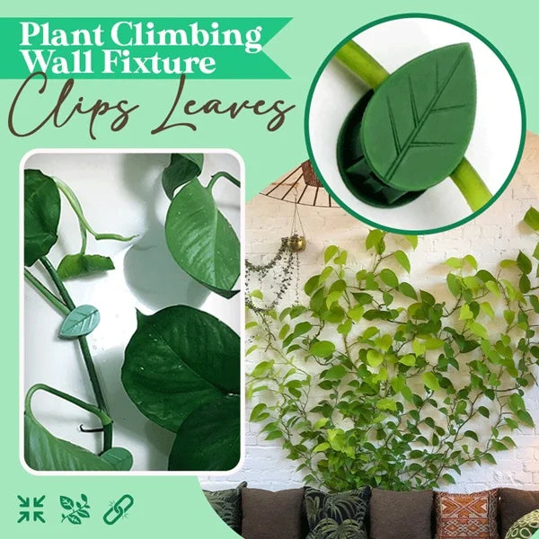 20 Pcs Leaf Shape Plant Climbing Wall Fixture Clips – Green Adhesive Vine Fixing Clips for Indoor & Outdoor Plants