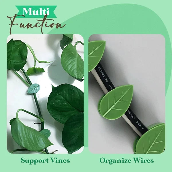 20 Pcs Leaf Shape Plant Climbing Wall Fixture Clips – Green Adhesive Vine Fixing Clips for Indoor & Outdoor Plants