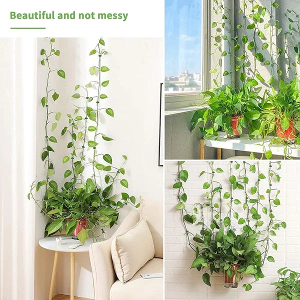 20 Pcs Leaf Shape Plant Climbing Wall Fixture Clips – Green Adhesive Vine Fixing Clips for Indoor & Outdoor Plants