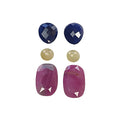 red ruby, multi sapphire cushion rose cut
