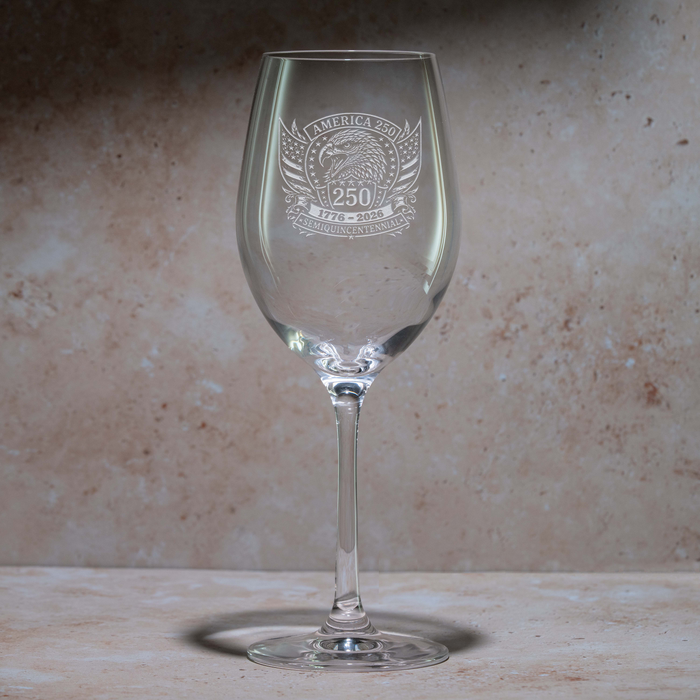 250 Anniversary Engraved Wine Glass - USA