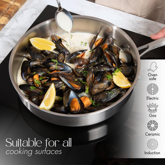 Oven safe stainless steel pan is suitable for all cooking surfaces - induction safe cookware