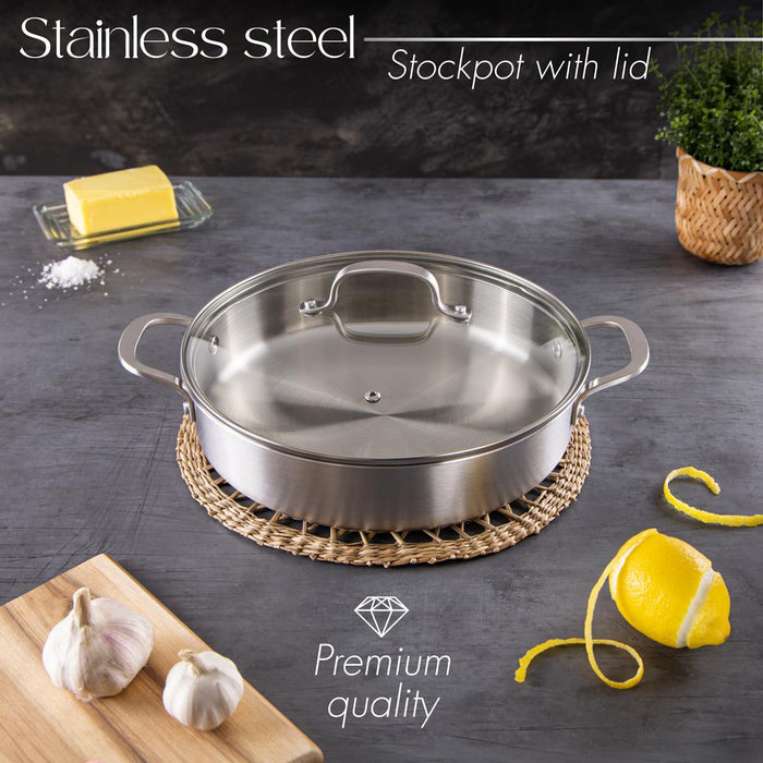 Premium quality stainless steel shallow casserole pot