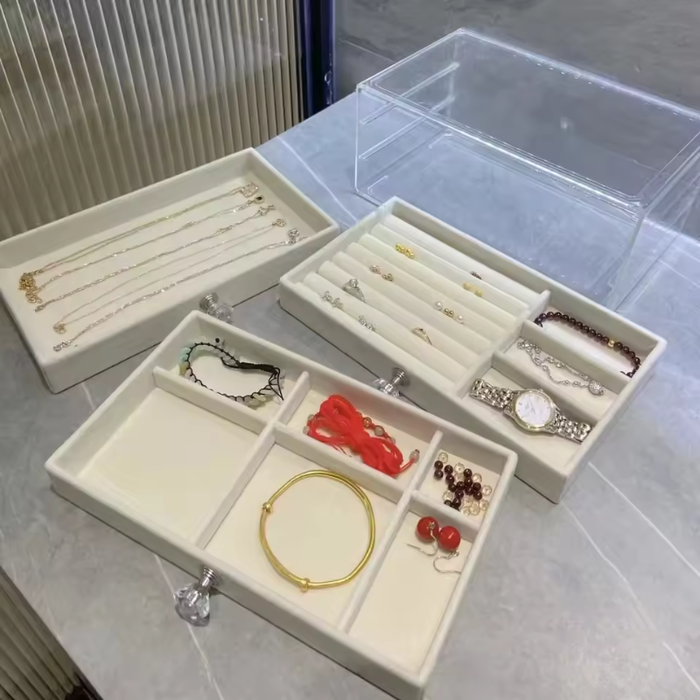 3-Drawer Stackable Velvet Jewelry Box – Elegant Jewelry Organizer with Soft Lining
