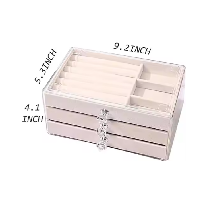 3-Drawer Stackable Velvet Jewelry Box – Elegant Jewelry Organizer with Soft Lining