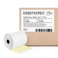 3" X 95' (50 Rolls) 2-ply White / Canary Carbonless Paper Roll (Ribbon Required)