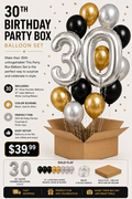30th Birthday Party Box Balloon Set – Gold
