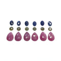 red ruby, multi sapphire pear rose cut