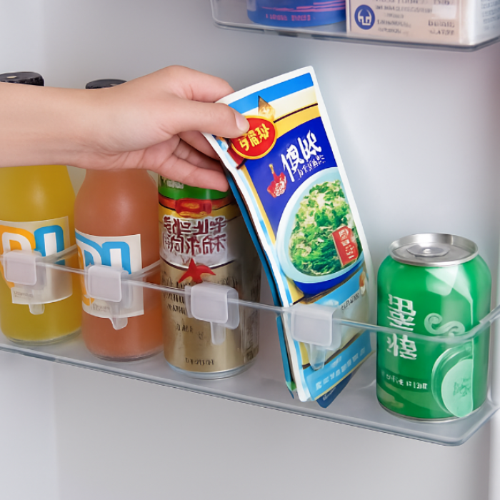 4 Pcs Fridge Organizer Adjustable Shelf Divider – Expandable Refrigerator Drawer Partition Clips for Easy Storage & Organization