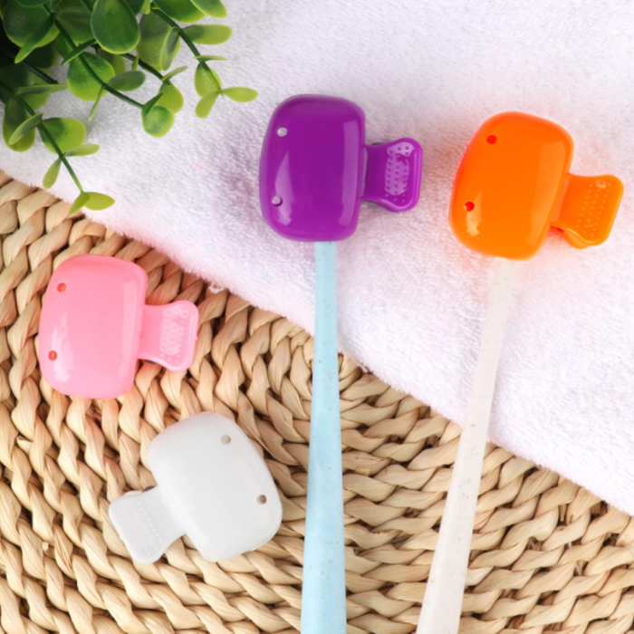 4-Piece Portable Toothbrush Head Covers – Odorless Dustproof Travel Caps for Toothbrush Protection (Random Colors)