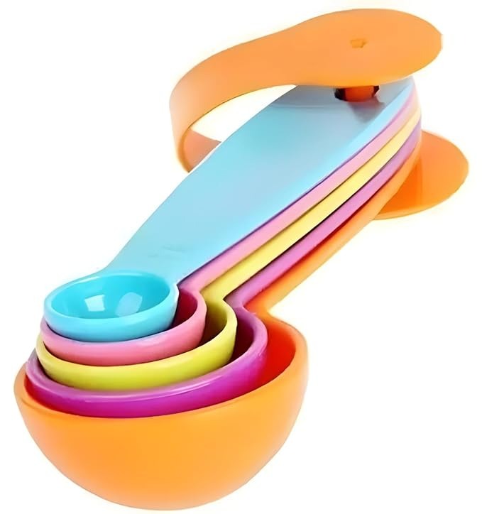 5 Pcs Measuring Spoon Set | Plastic Measuring Spoons for Baking, Cooking & Kitchen Use