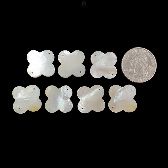 66.50cts Mother Of Pearl Gemstone Carving Natural Untreated White Fancy Shape 18mm 7pcs lots