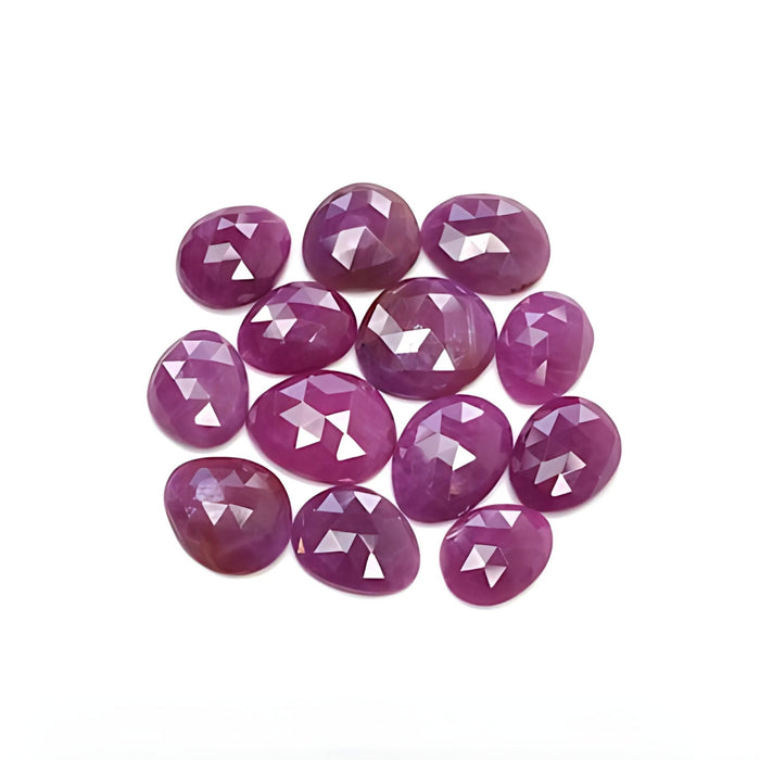 red ruby egg shape rose cut slices