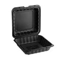 8" x 8" 1-Compartment Black Hinged Container, 150 ct