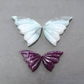 red ruby, larimar butterfly carving
