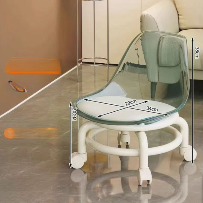 Acrylic Stool Chair with Wheels – Low & Compact Rolling Chair for Home, Office & Salon(Random color-Pack of 1)