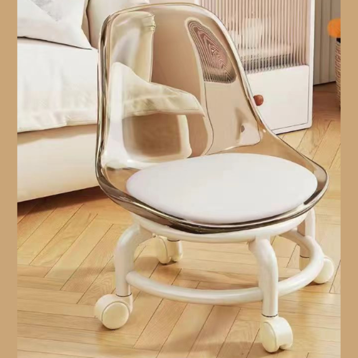 Acrylic Stool Chair with Wheels – Low & Compact Rolling Chair for Home, Office & Salon(Random color-Pack of 1)