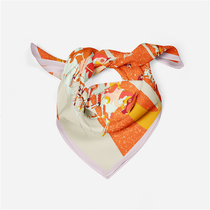 Alma Orange Silk Scarf / 53cm