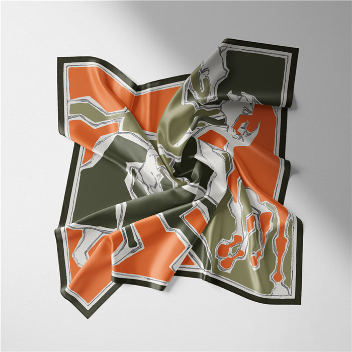 Amaranta Orange Silk Scarf / 53cm