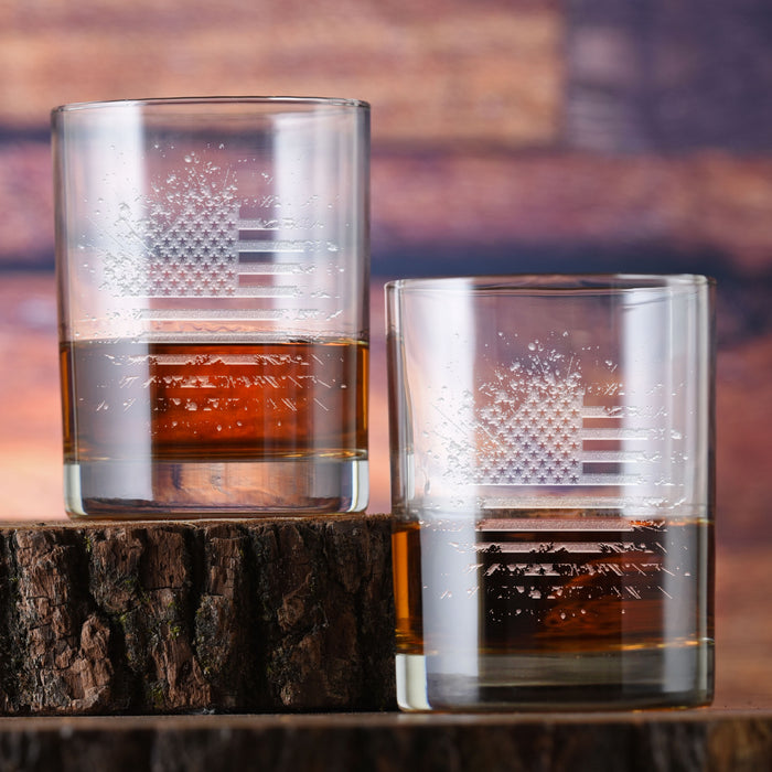 American Flag Rocks Glass (Set of 2)
