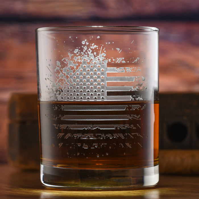 American Flag Rocks Glass (Set of 2)