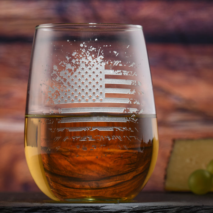 American Flag Stemless Wine Glass (Set of 2)